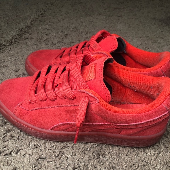 Big kids puma suede sneakers all red - Picture 3 of 7